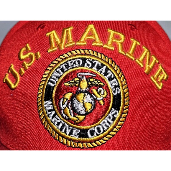 US Marine Corps USMC Hat U.S. Warriors Military Logo Seal Patch Red Baseball Cap - Picture 5 of 11